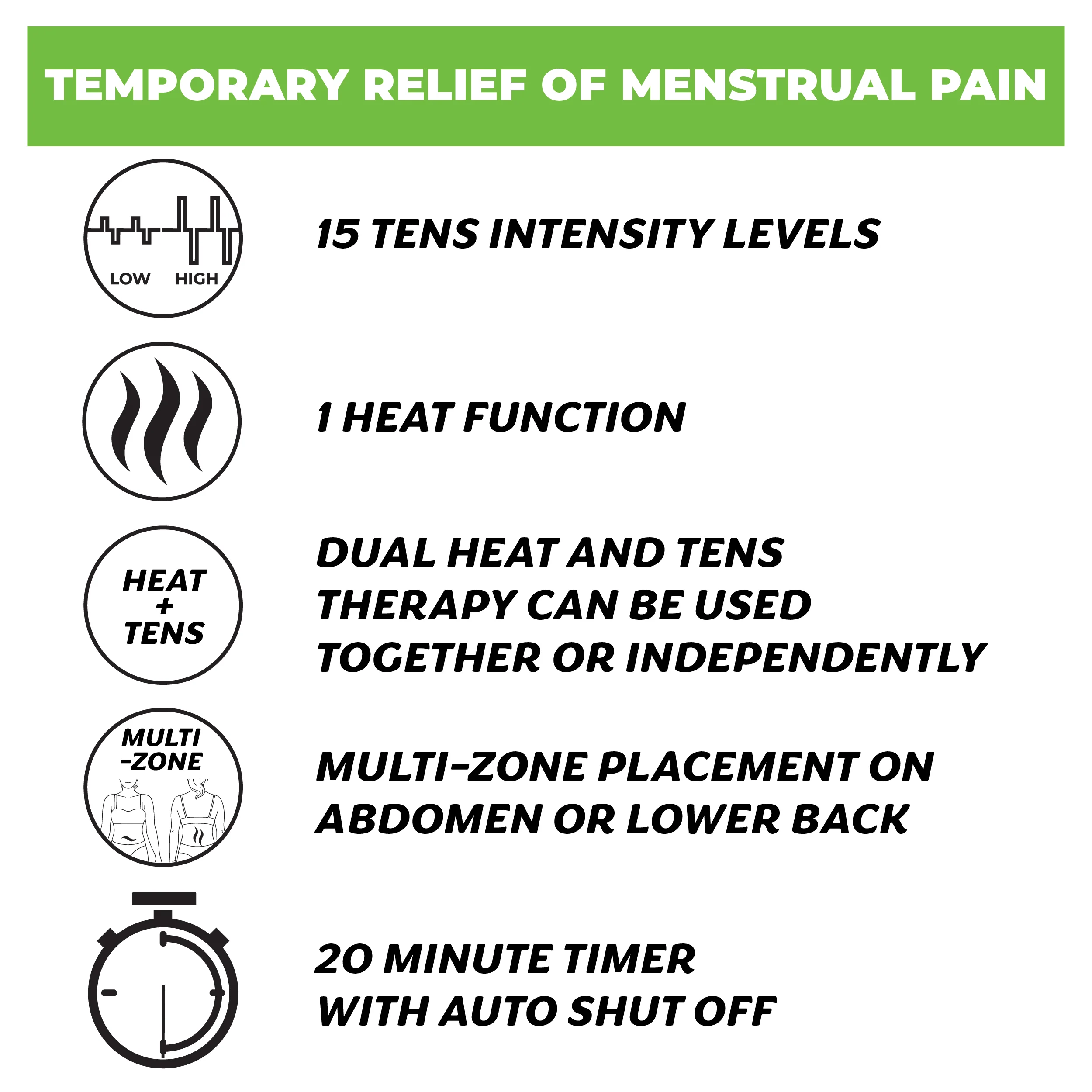 AccuRelief Period Pain TENS Unit with Heat - Image 5