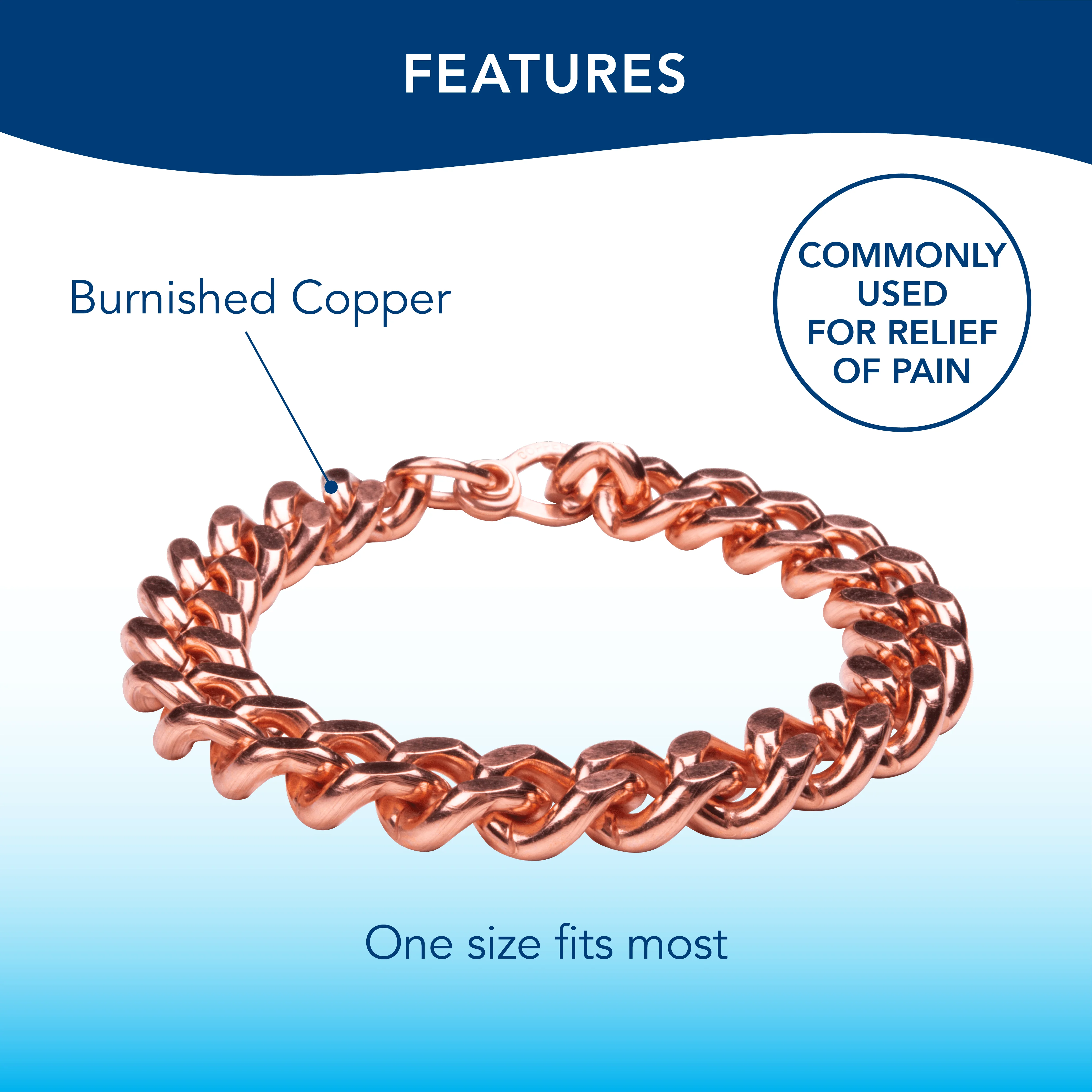 Apex Copper Bracelet, Wide Link - Image 4