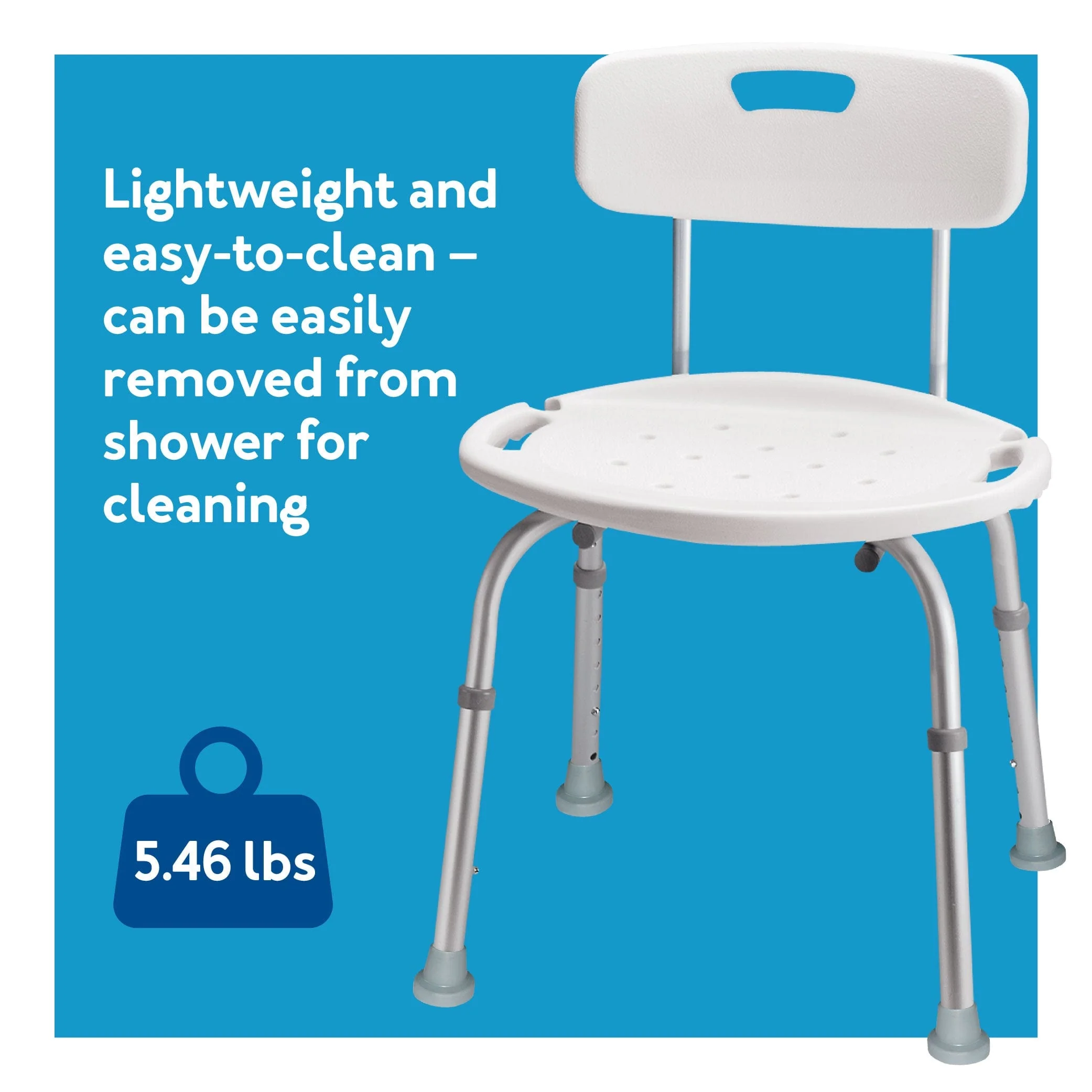 Carex Adjustable Bath & Shower Seat with Back - Image 12