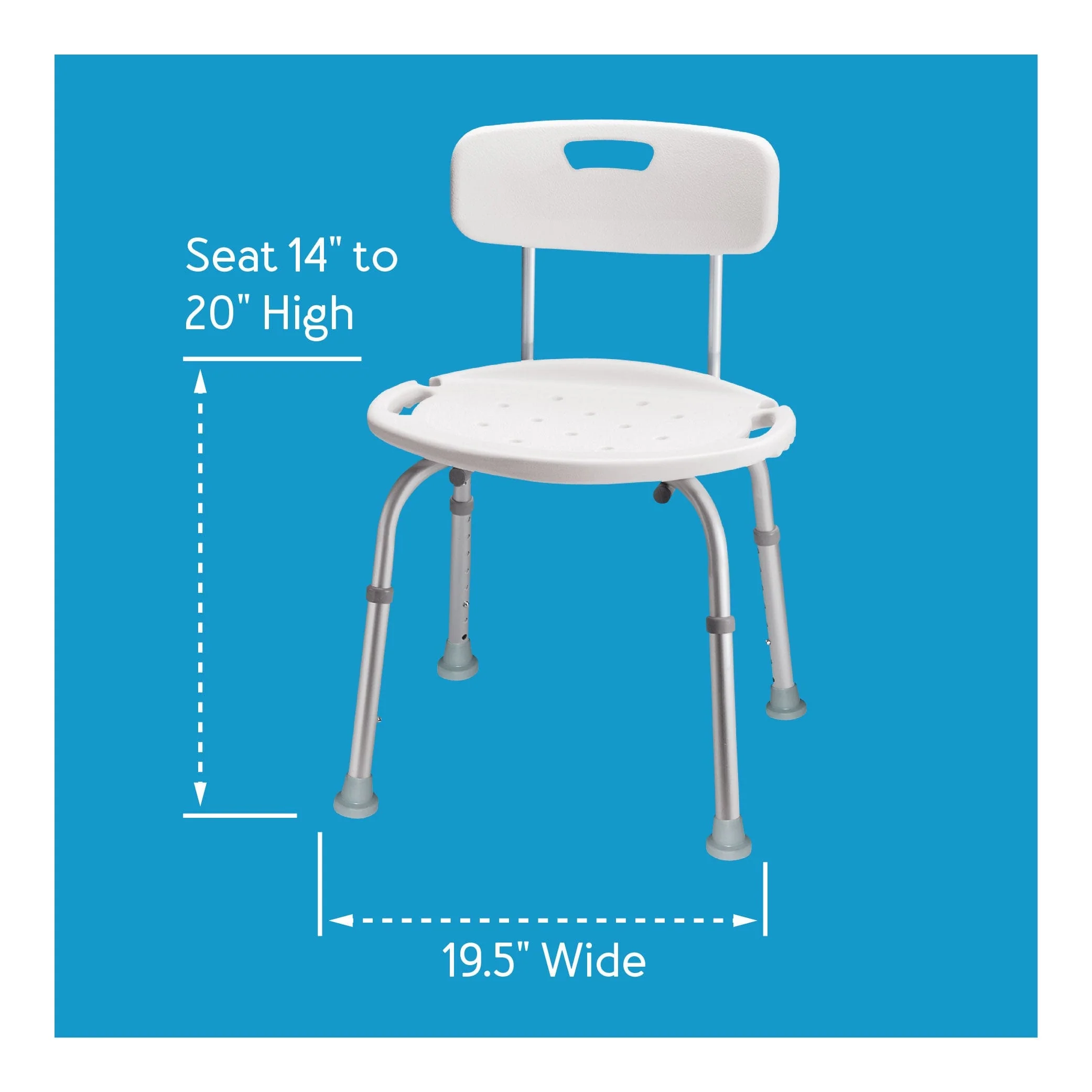 Carex Adjustable Bath & Shower Seat with Back - Image 15