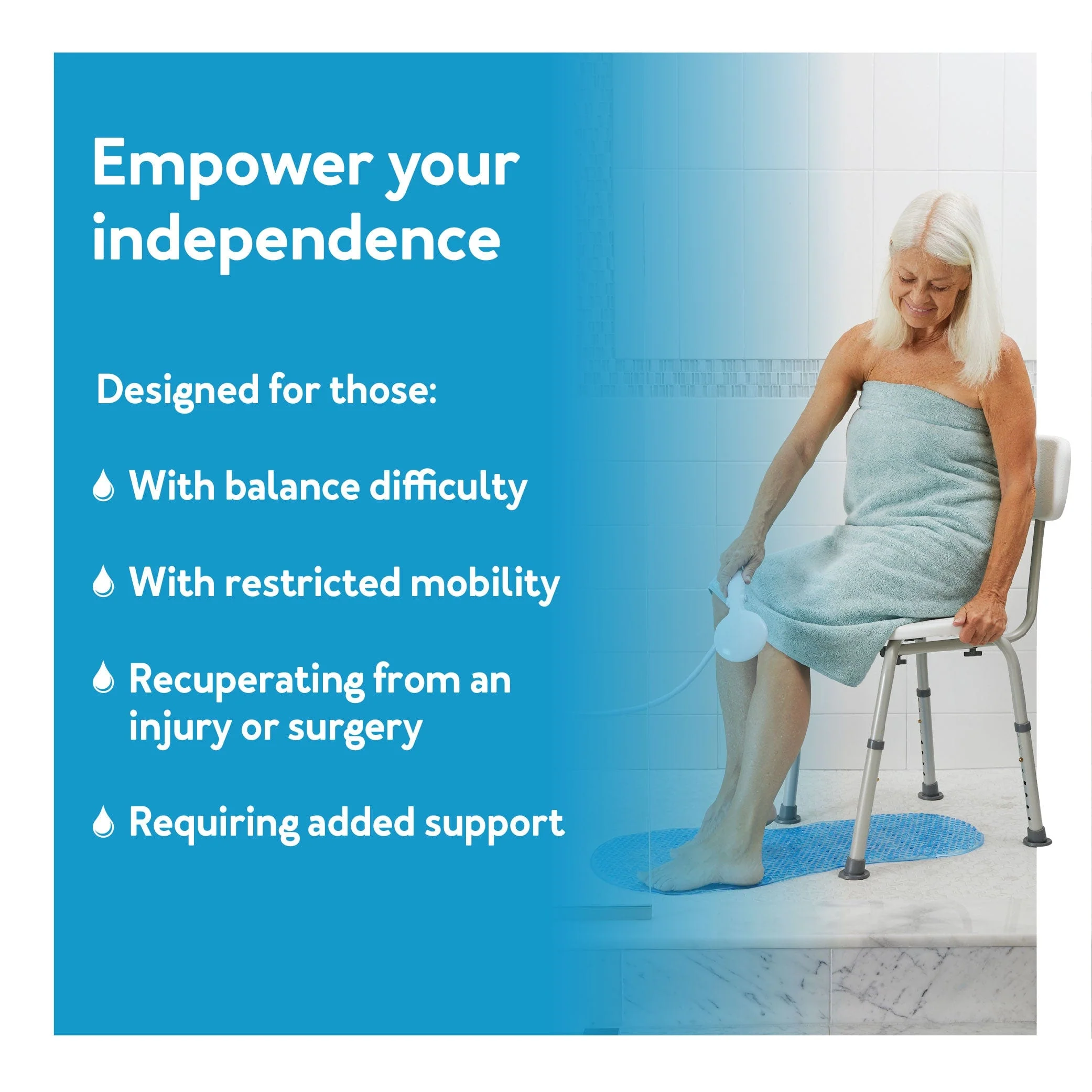 Carex Adjustable Bath & Shower Seat with Back - Image 4