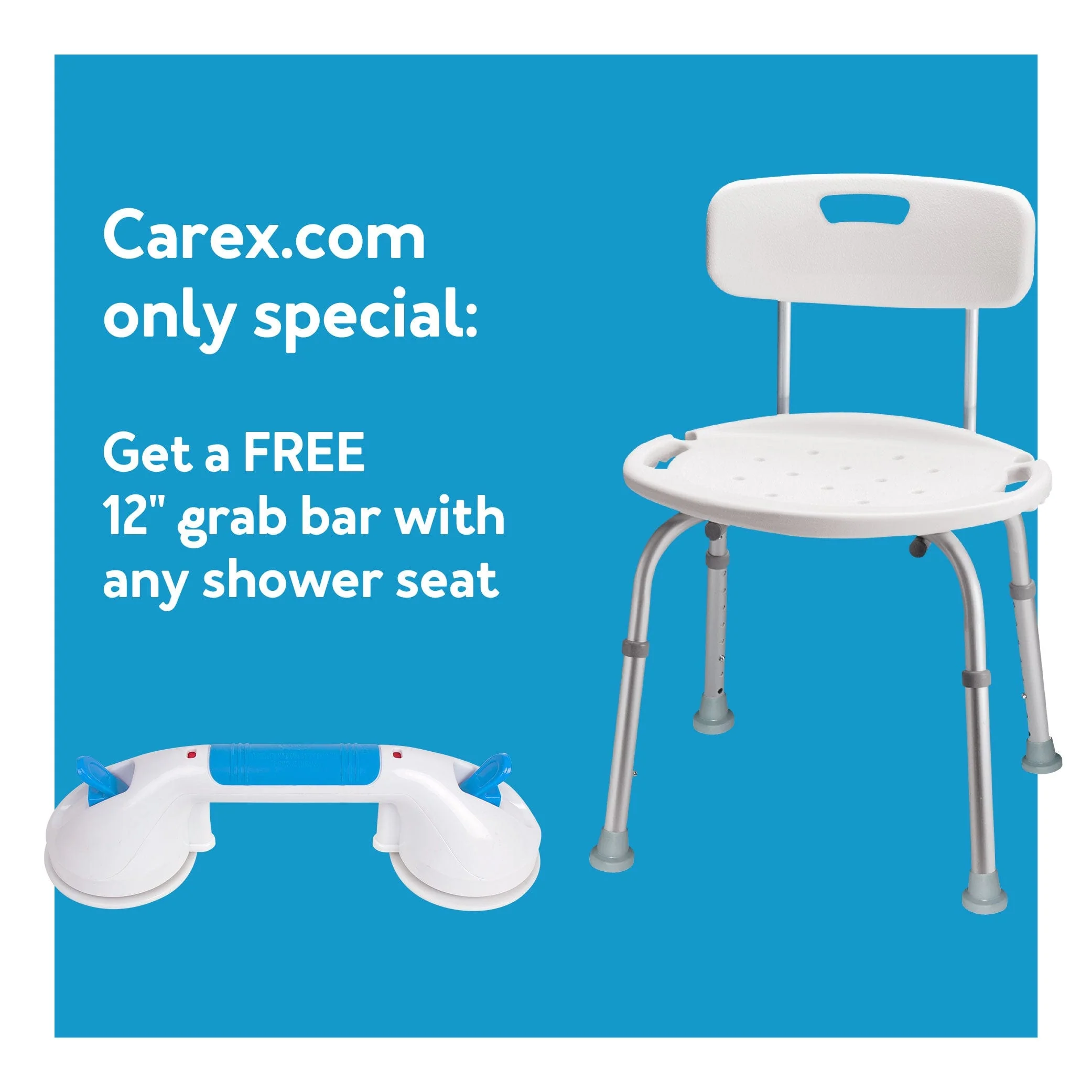 Carex Adjustable Bath & Shower Seat with Back - Image 6