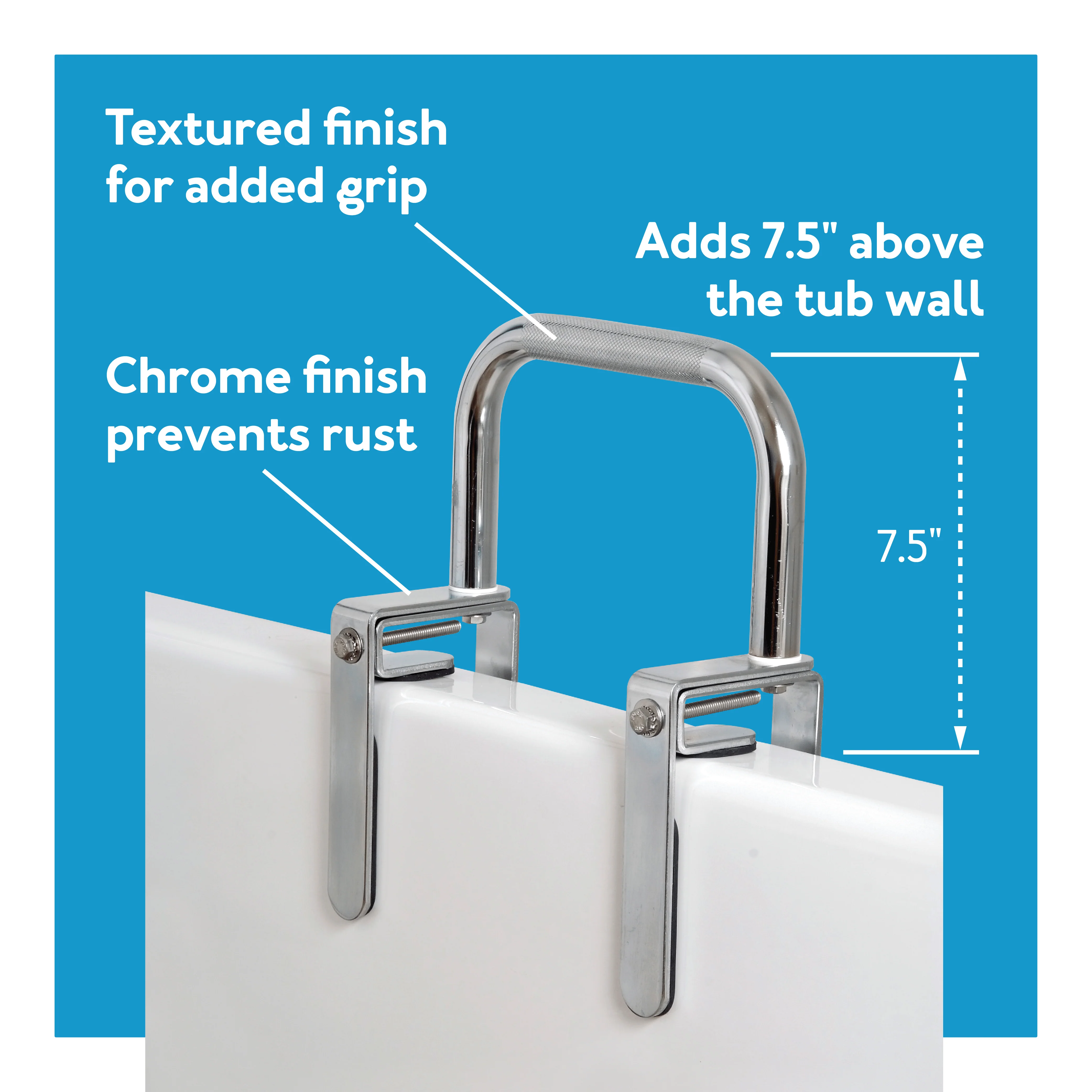 Carex Bathtub Rail With Chrome Finish - Image 3