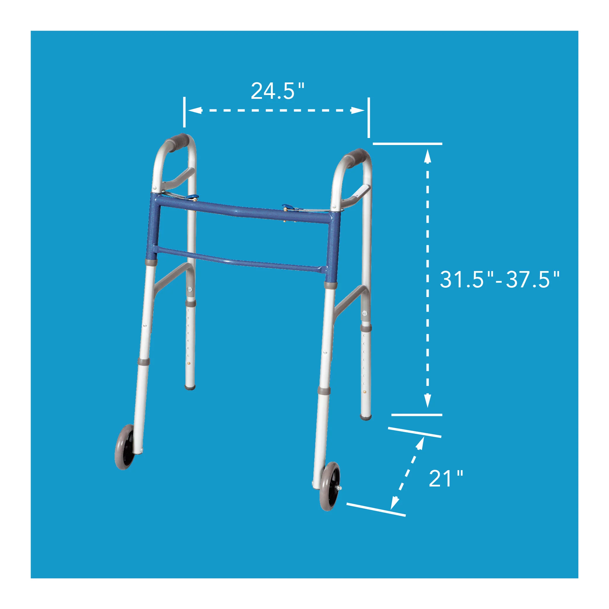 Carex Classics Dual Button Walker with Wheels - Image 7