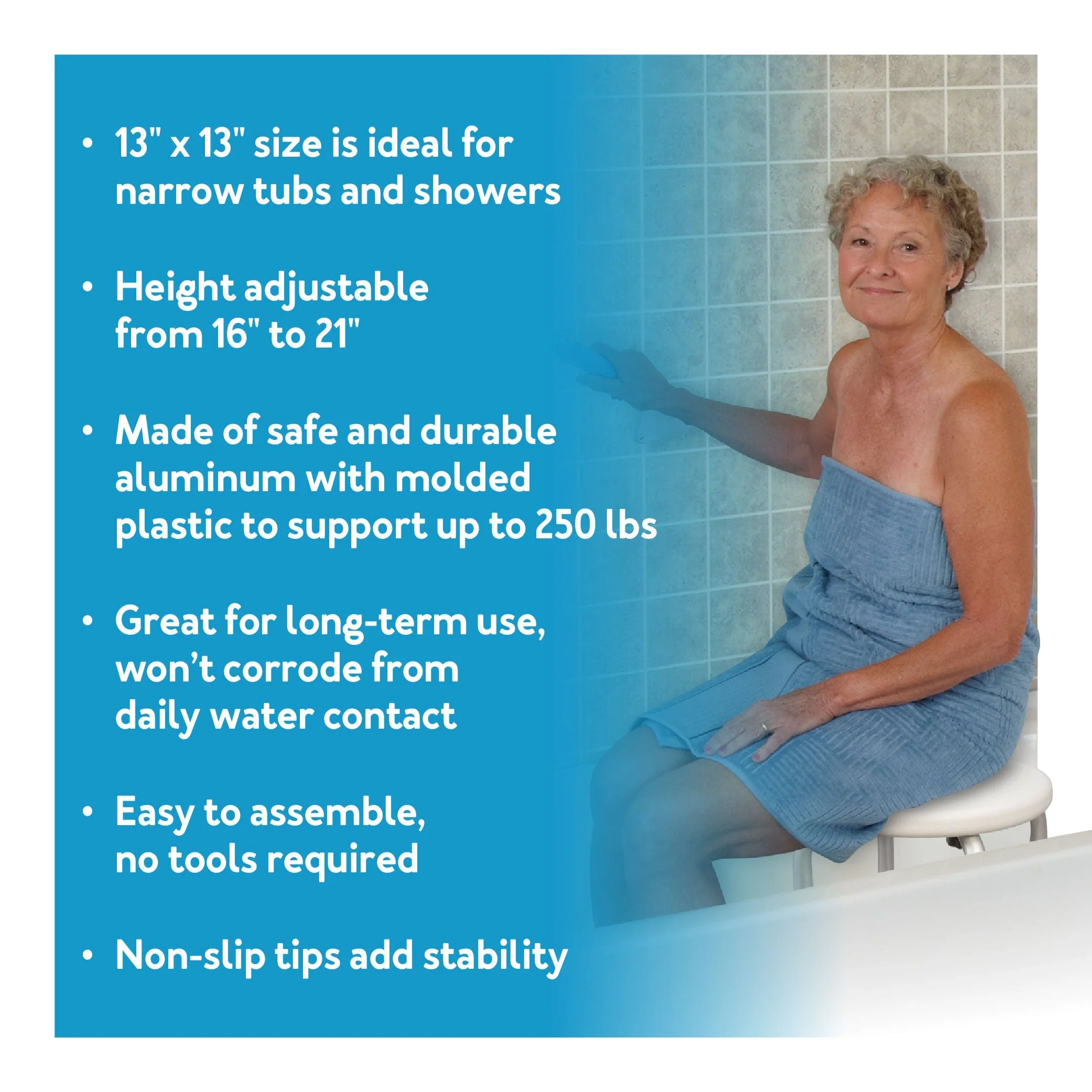 Carex Compact Round Shower Stool - Image 2