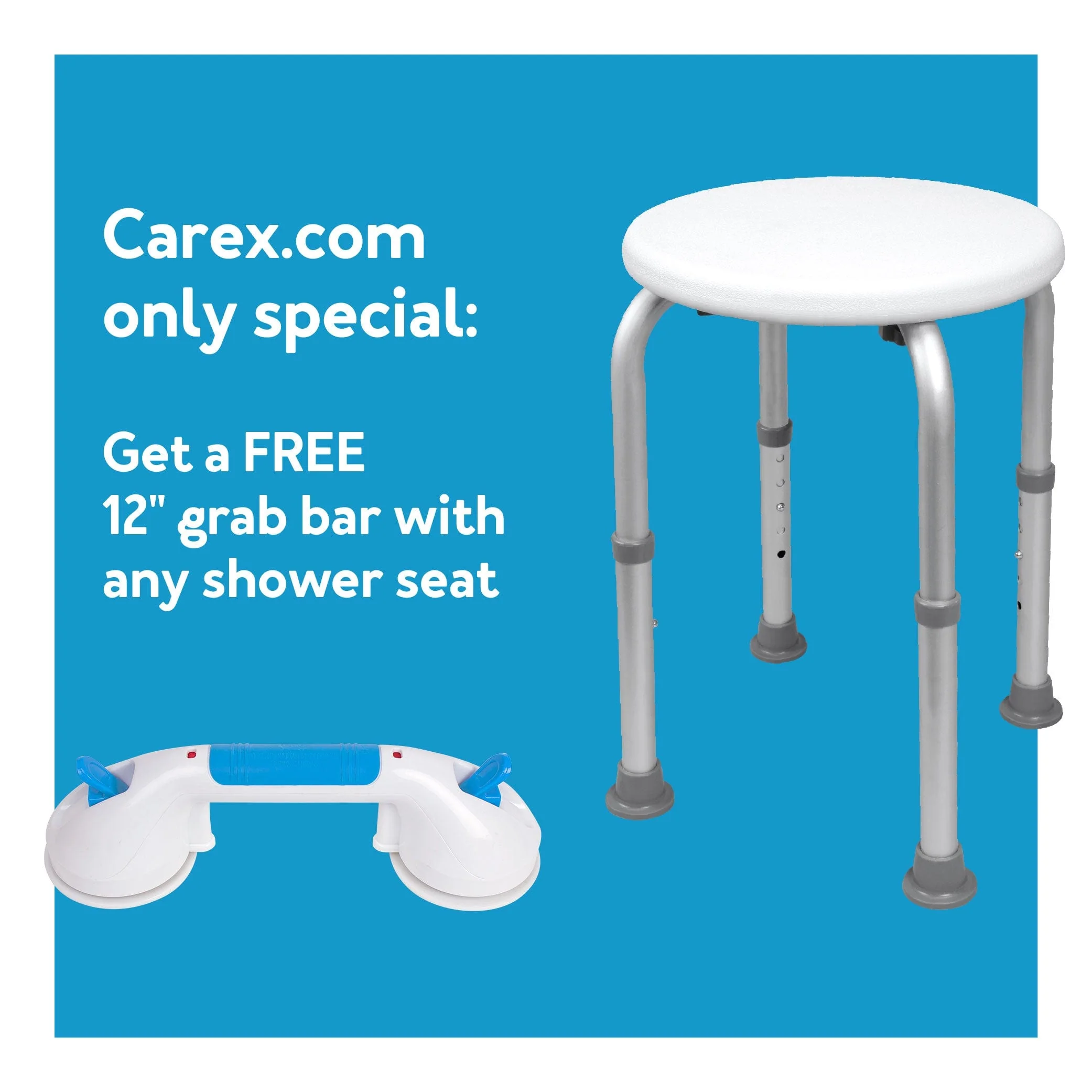 Carex Compact Round Shower Stool - Image 5