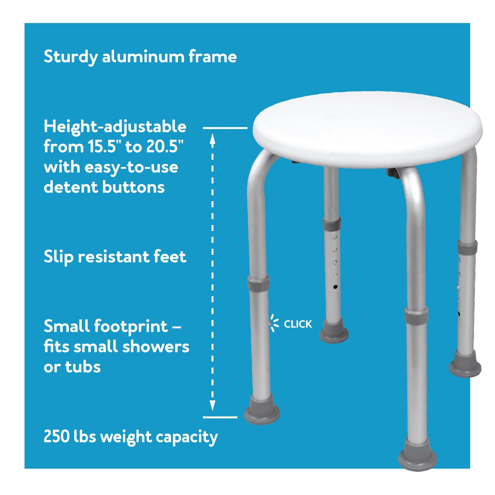 Carex Compact Round Shower Stool - Image 6