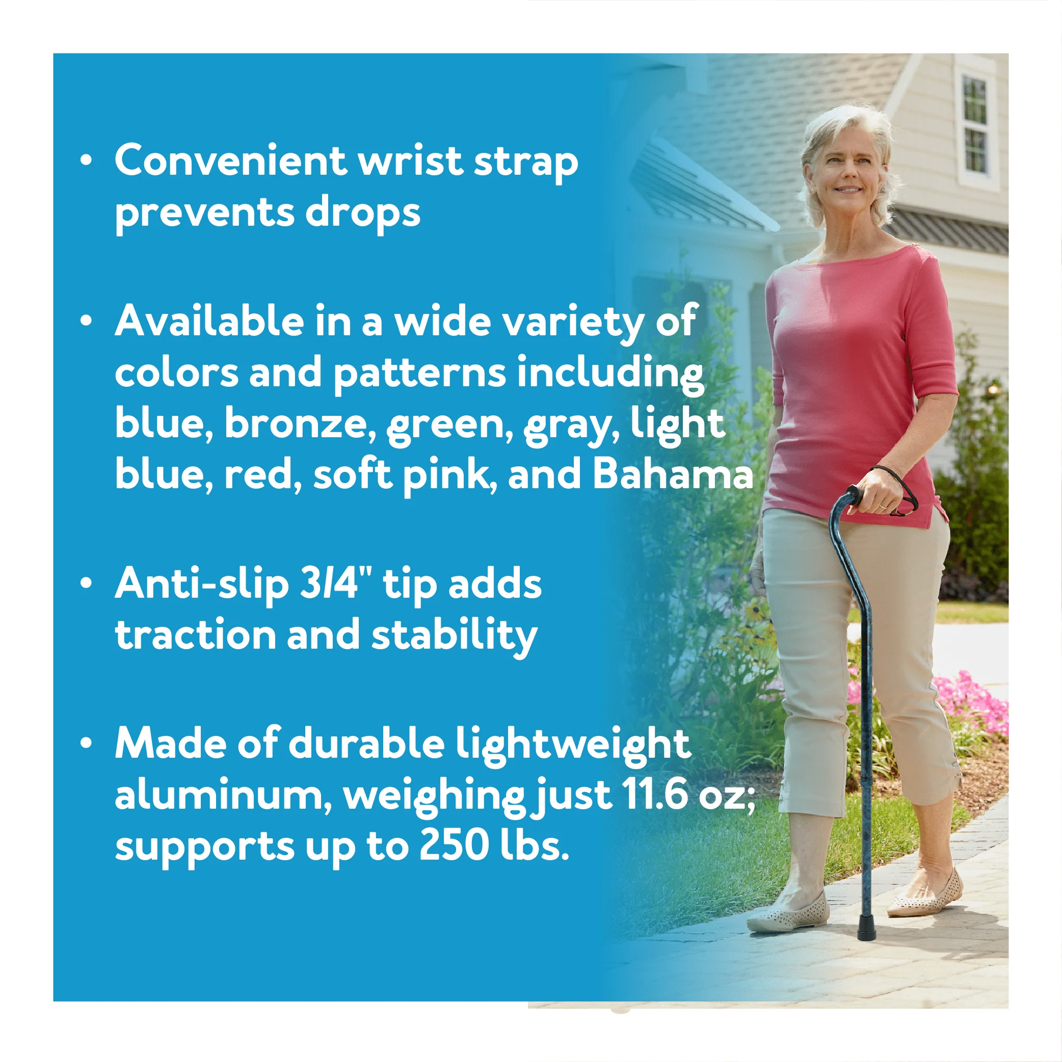 Carex Designer Offset Walking Cane - Image 2