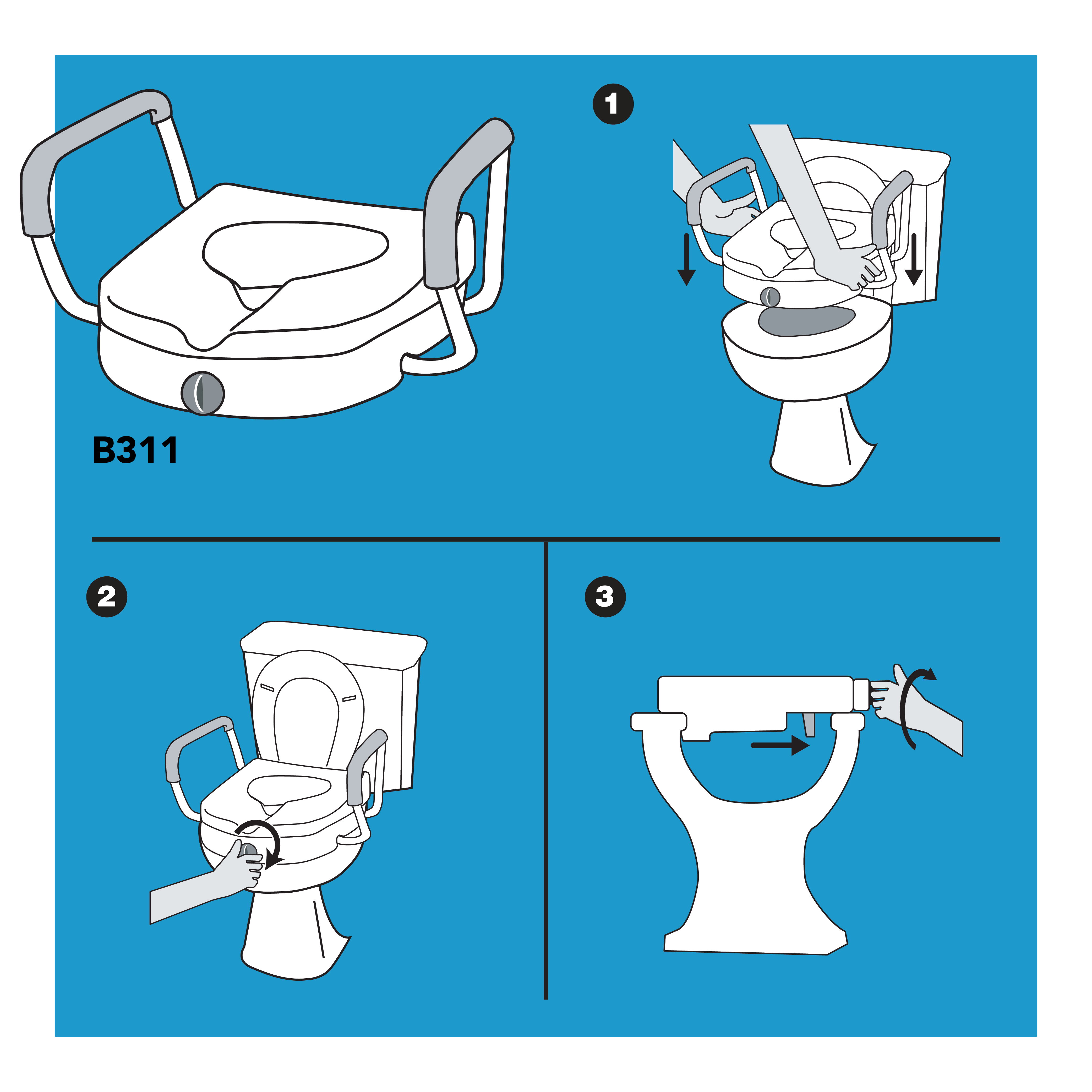 Carex E-Z Lock&trade; Locking Raised Toilet Seat with Armrests - Image 13