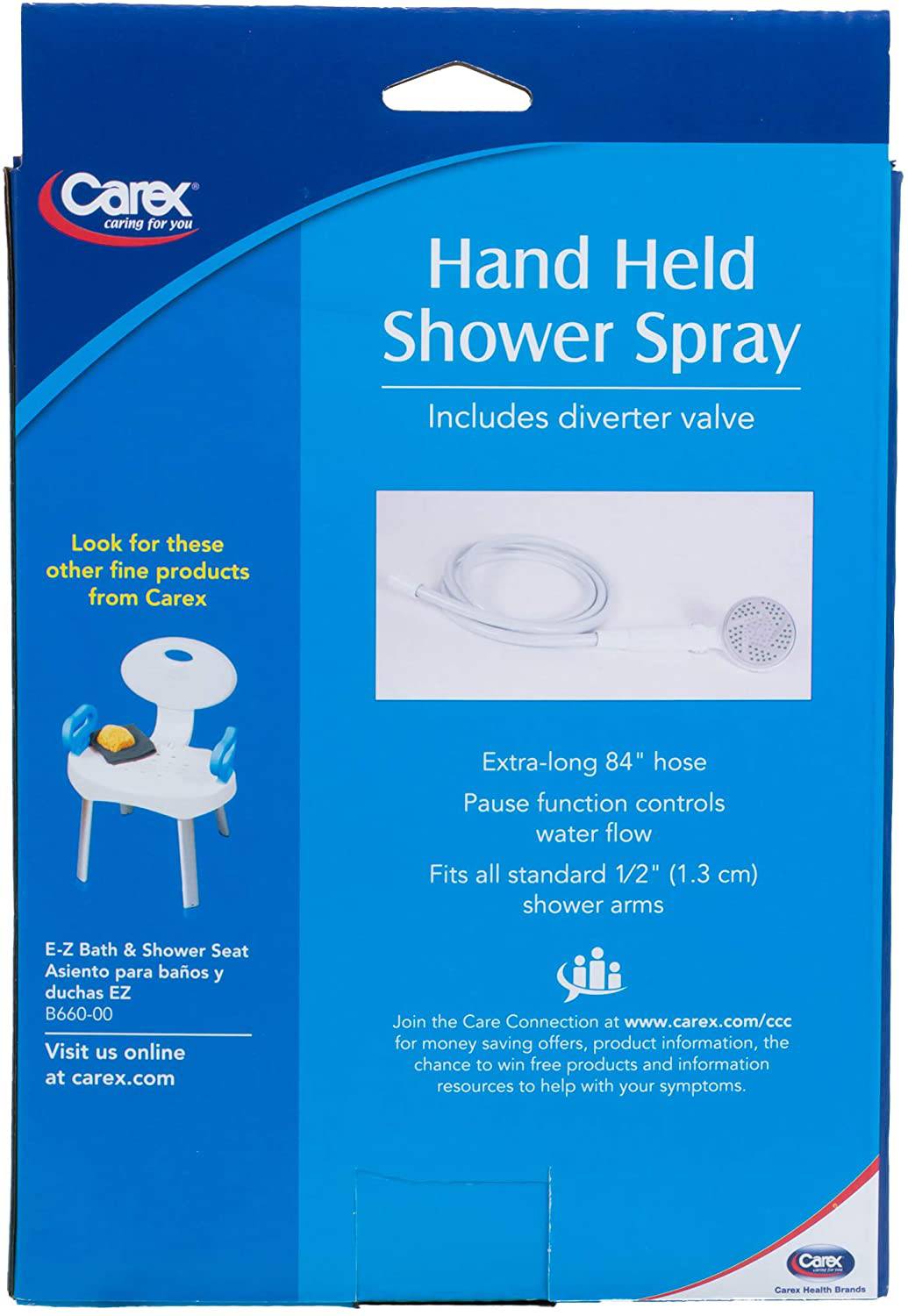 Carex Hand-Held Shower Spray With Diverter Valve - Image 12