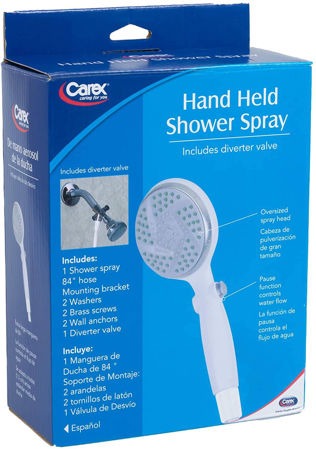 Carex Hand-Held Shower Spray With Diverter Valve - Image 13