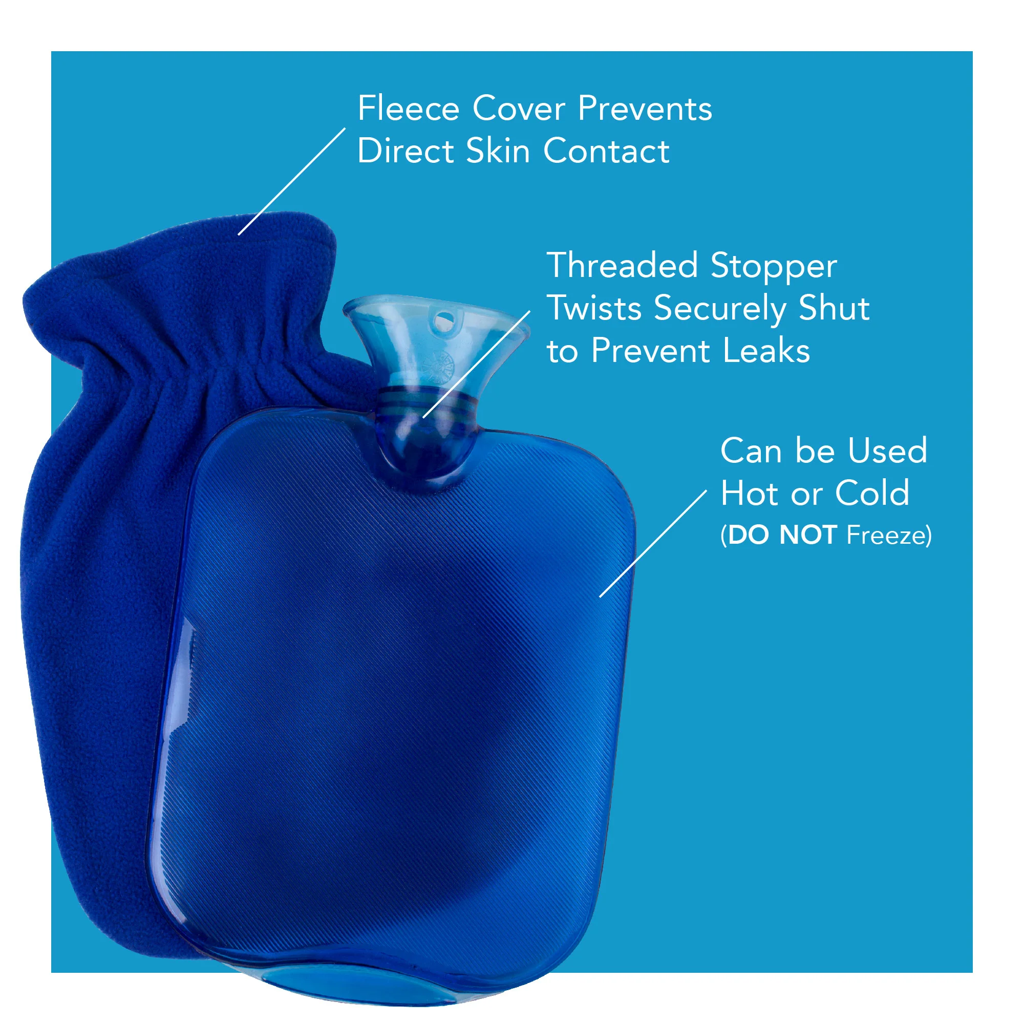 Carex Hot Water Bottle with Fleece Cover - Image 5