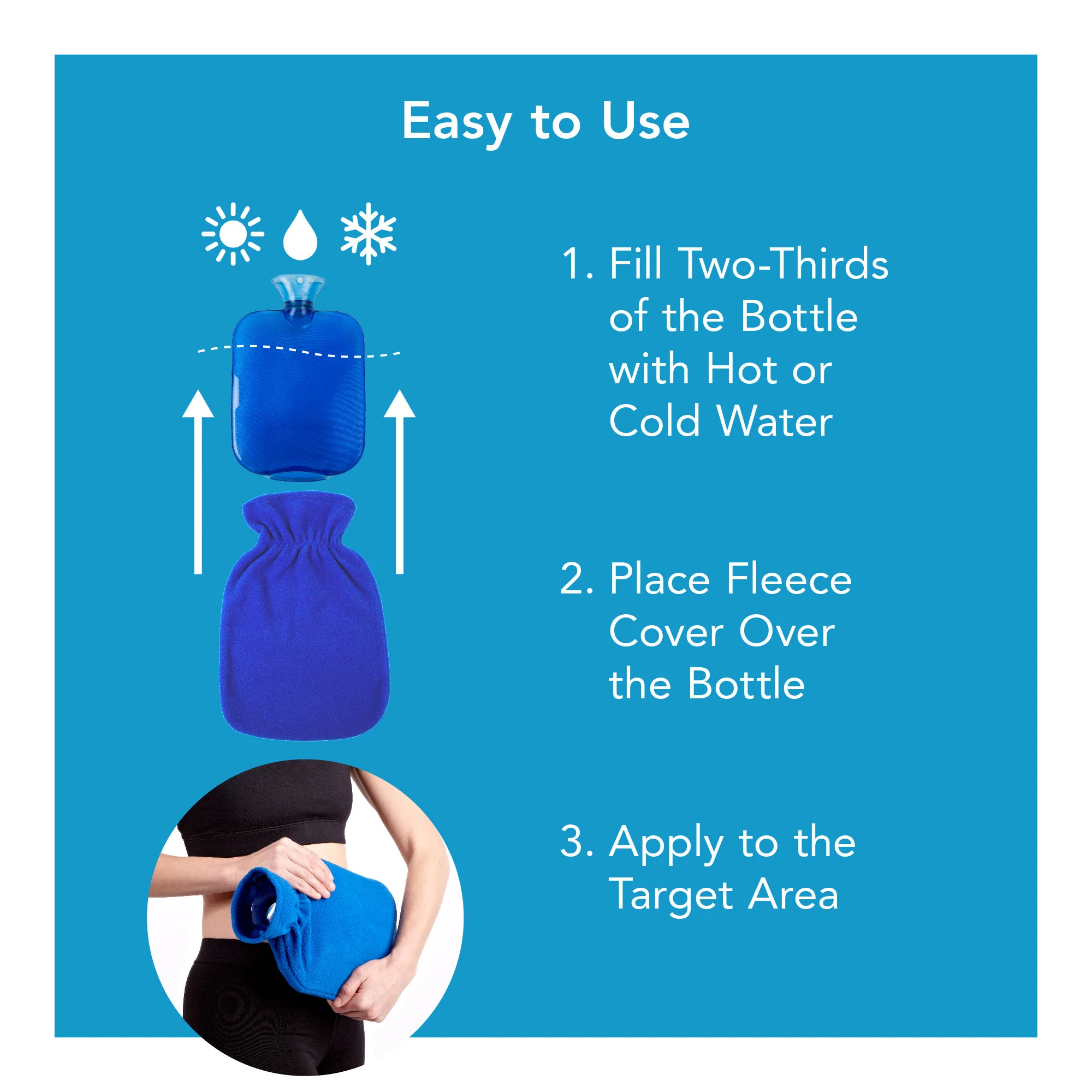 Carex Hot Water Bottle with Fleece Cover - Image 6