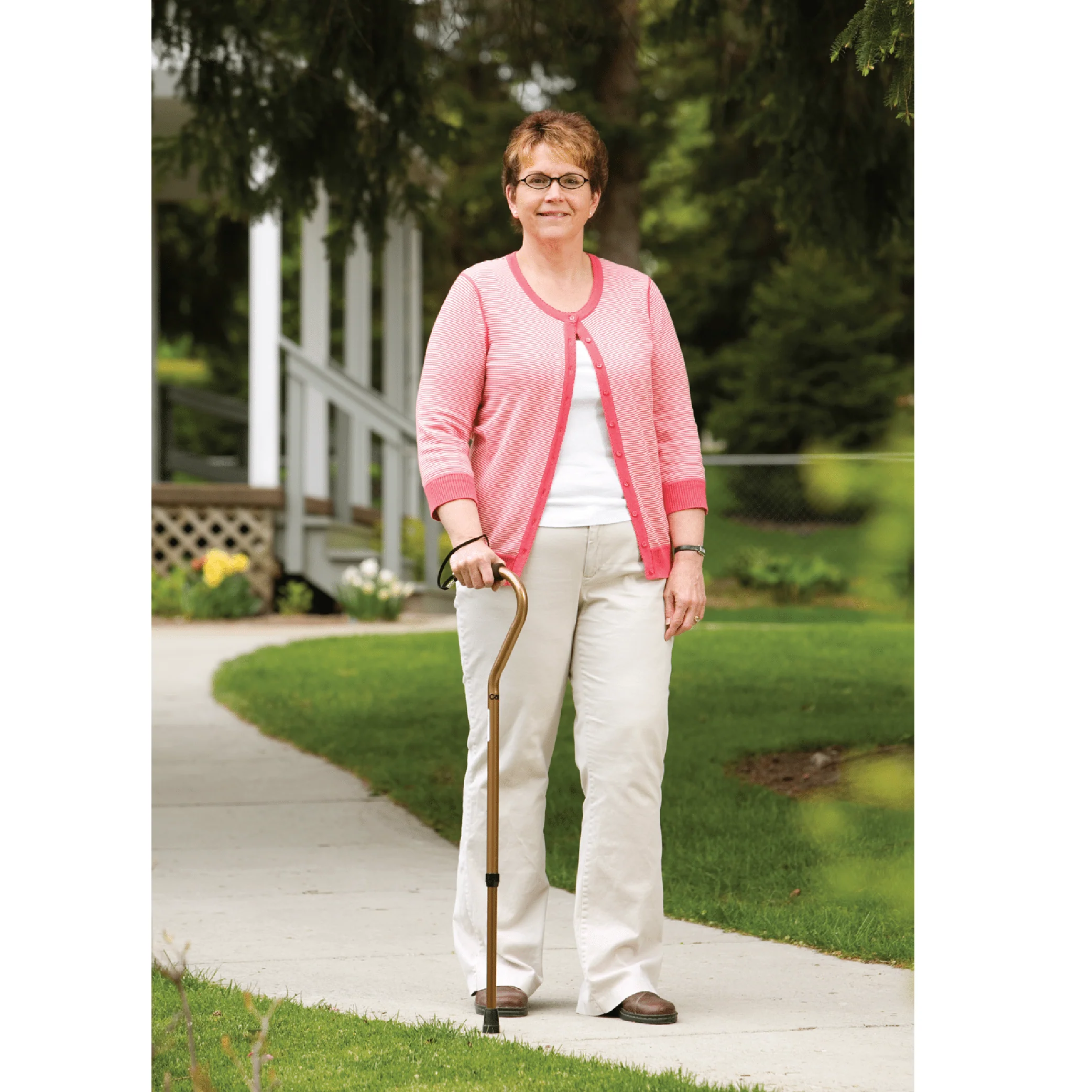 Carex Offset Aluminum Cane with Cushioned Grip and Wrist Strap - Image 5