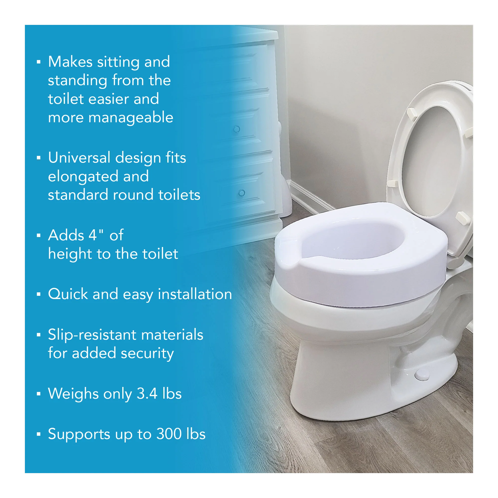 Carex Quick-Lock Raised Toilet Seat - Image 2