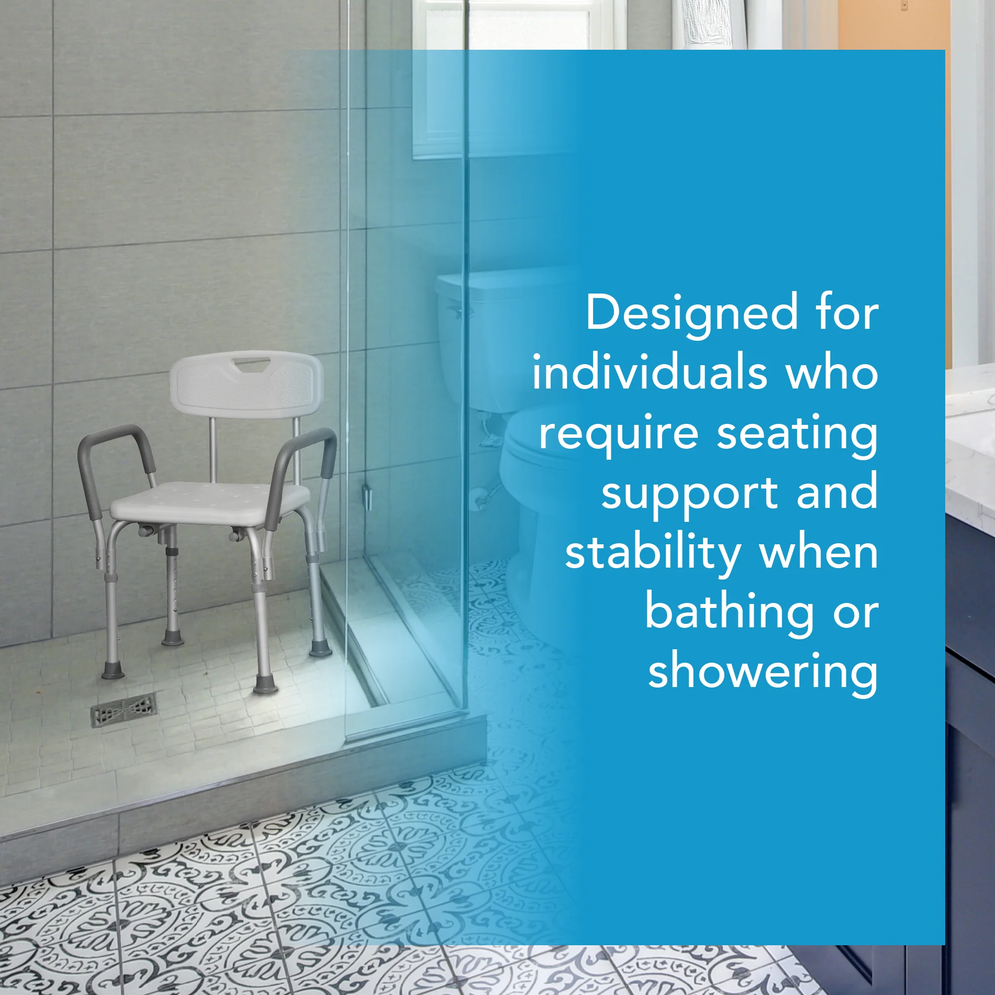Carex Shower Chair with Padded Arms - Image 3