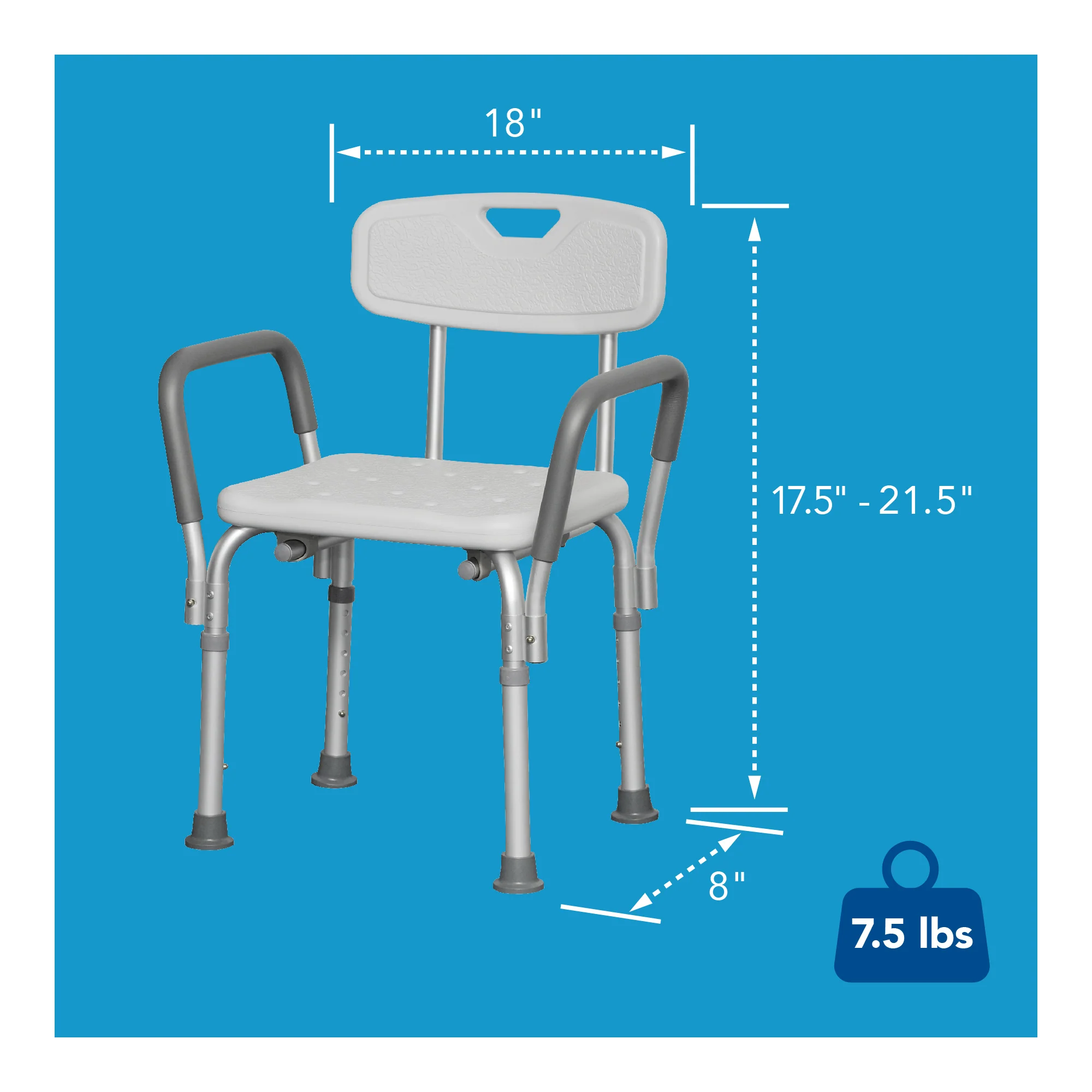 Carex Shower Chair with Padded Arms - Image 8
