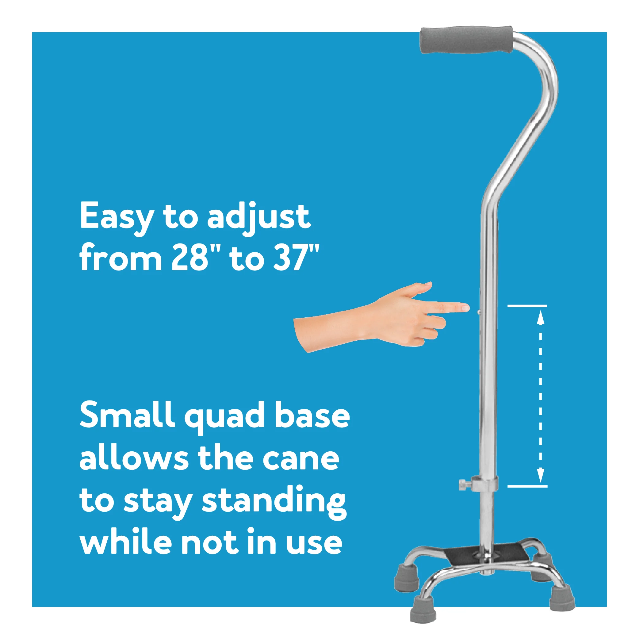 Carex Small Base Offset Quad Cane - Silver - Image 4