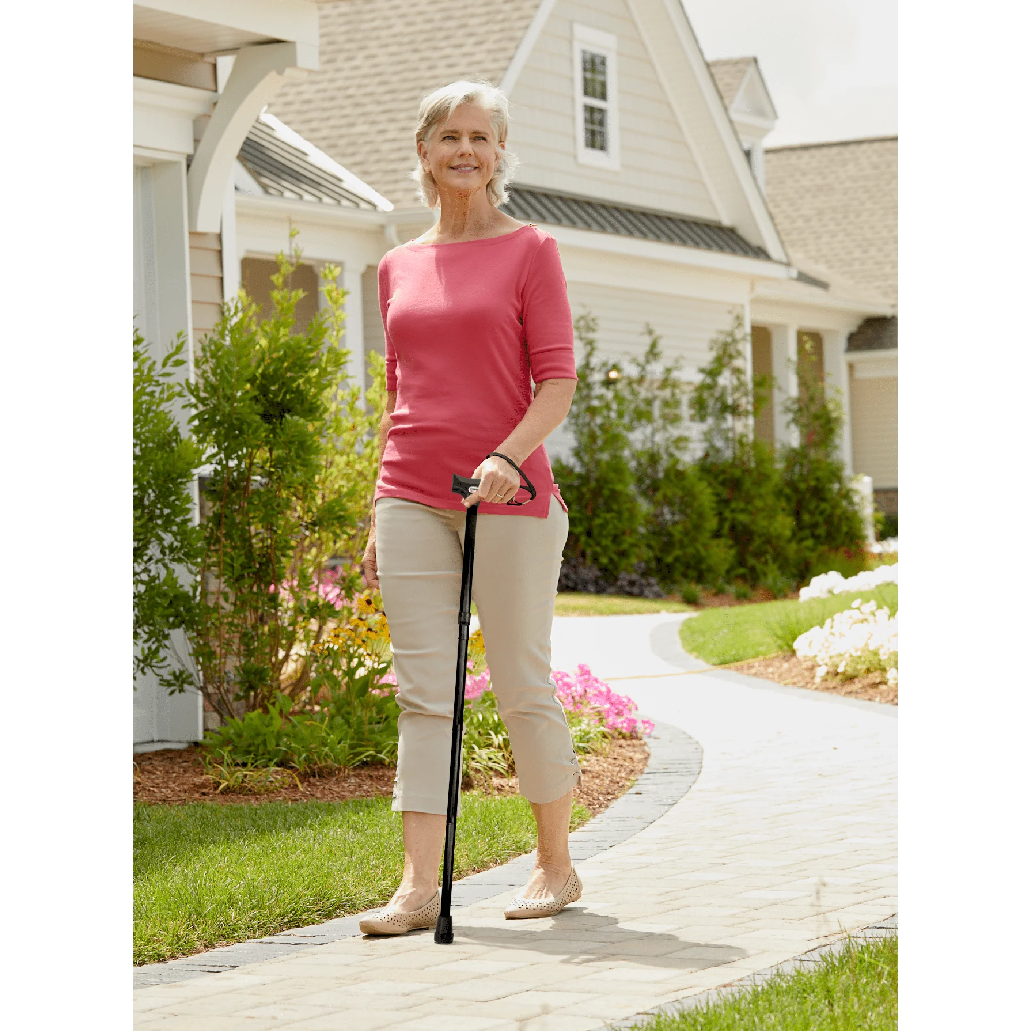 Carex Soft Grip Folding Cane with Derby Handle - Image 4