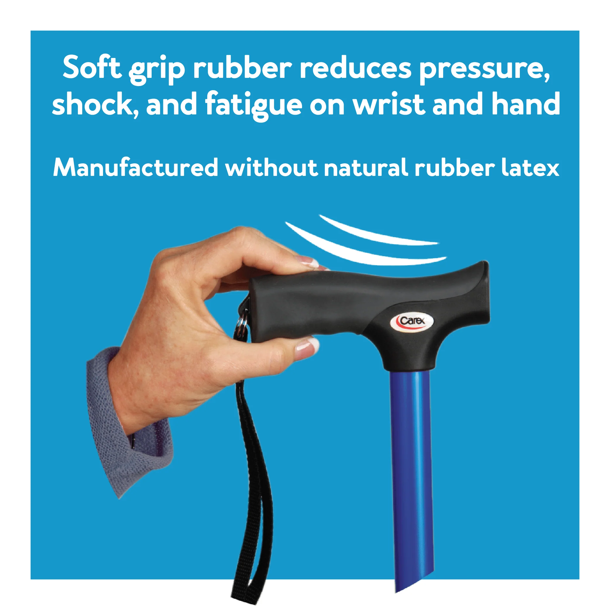 Carex Soft Grip Folding Cane with Derby Handle - Image 5