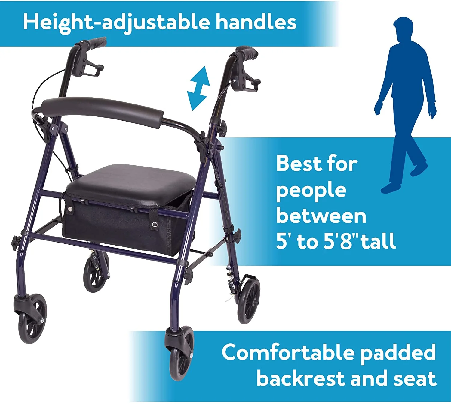 Carex Steel Rolling Walker - Image 4
