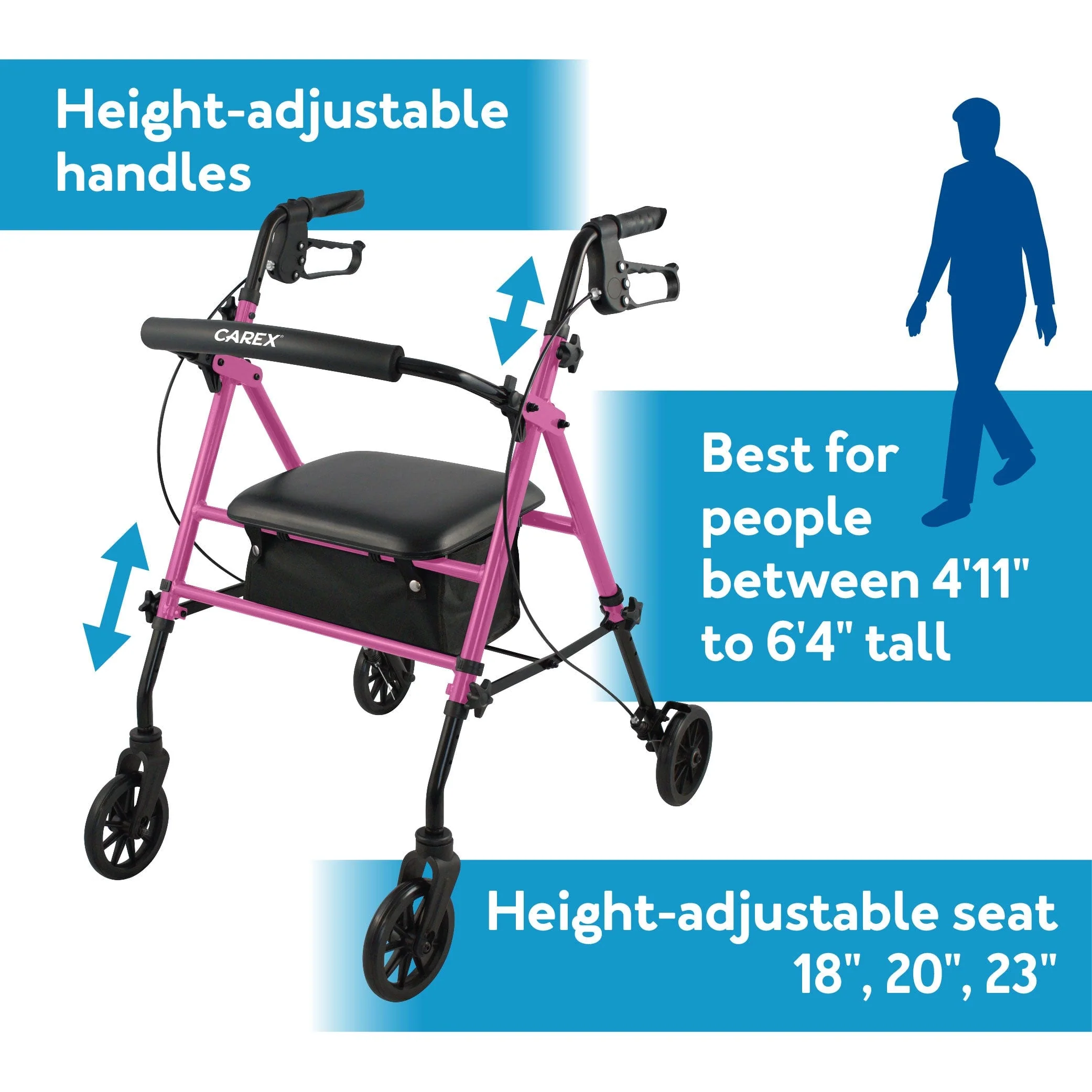 Carex Step 'N Rest® Rolling Walker - Image 11