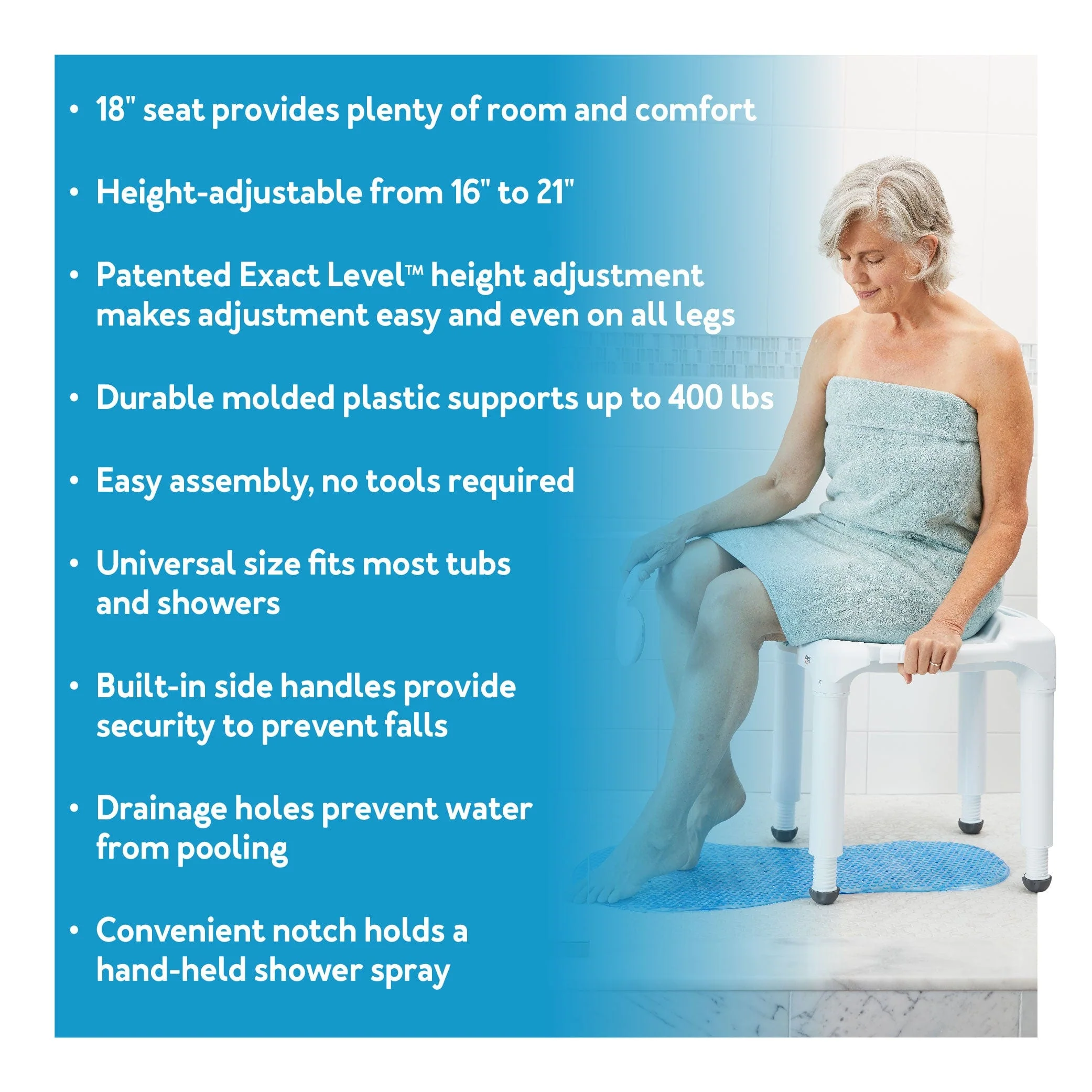 Carex Universal Bath Seat without Back - Image 2