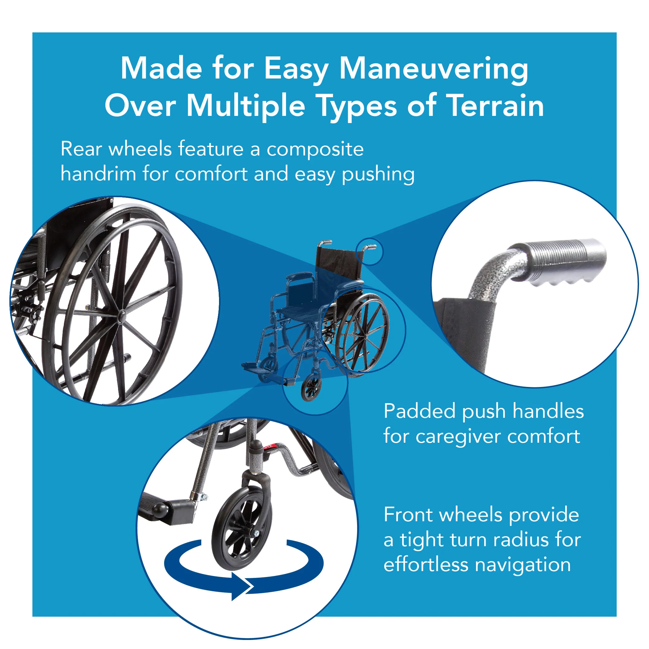 Carex Wheelchair With Large 18” Padded Seat - Image 6