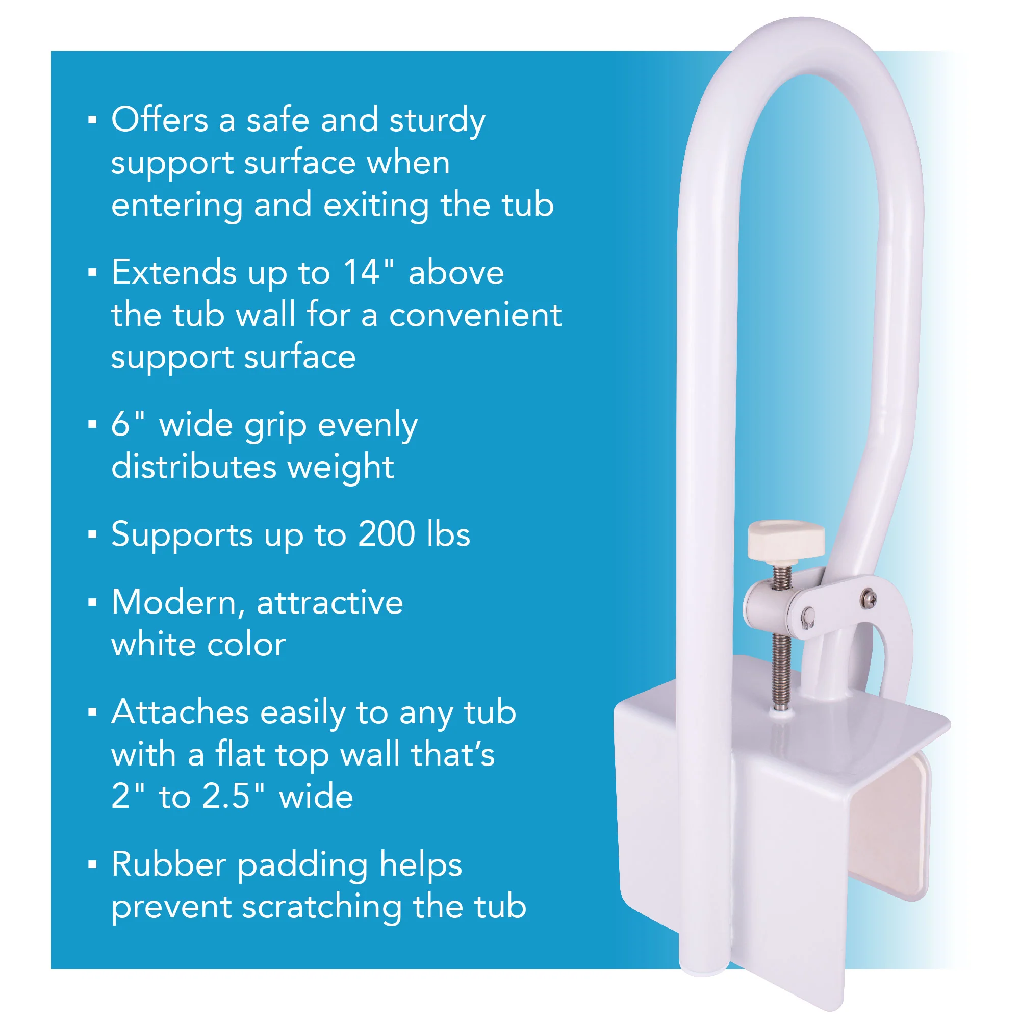 Carex White Bathtub Rail - Image 2