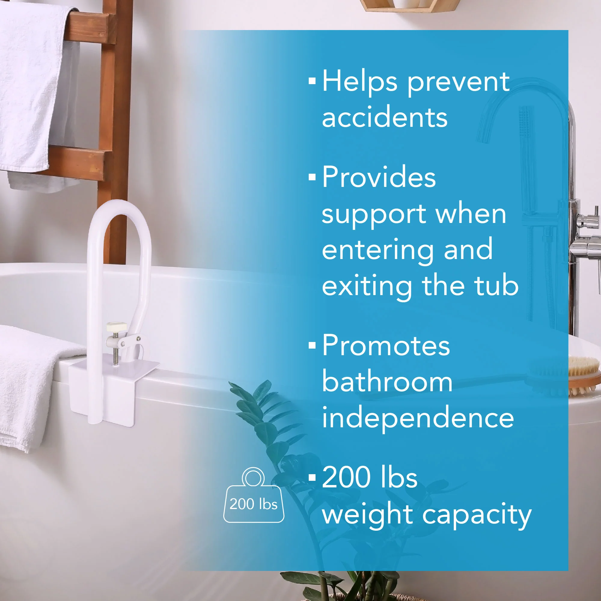 Carex White Bathtub Rail - Image 4