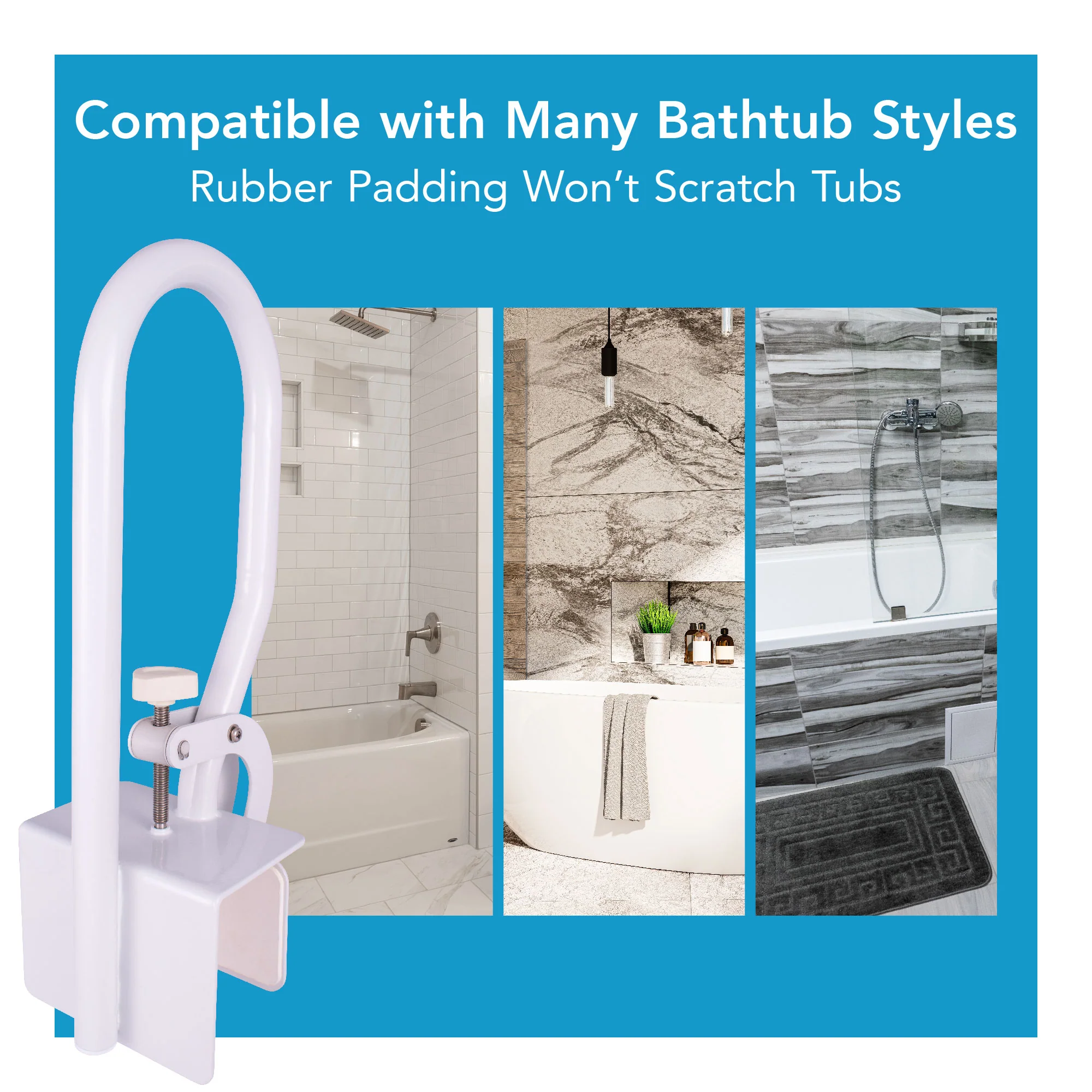 Carex White Bathtub Rail - Image 7