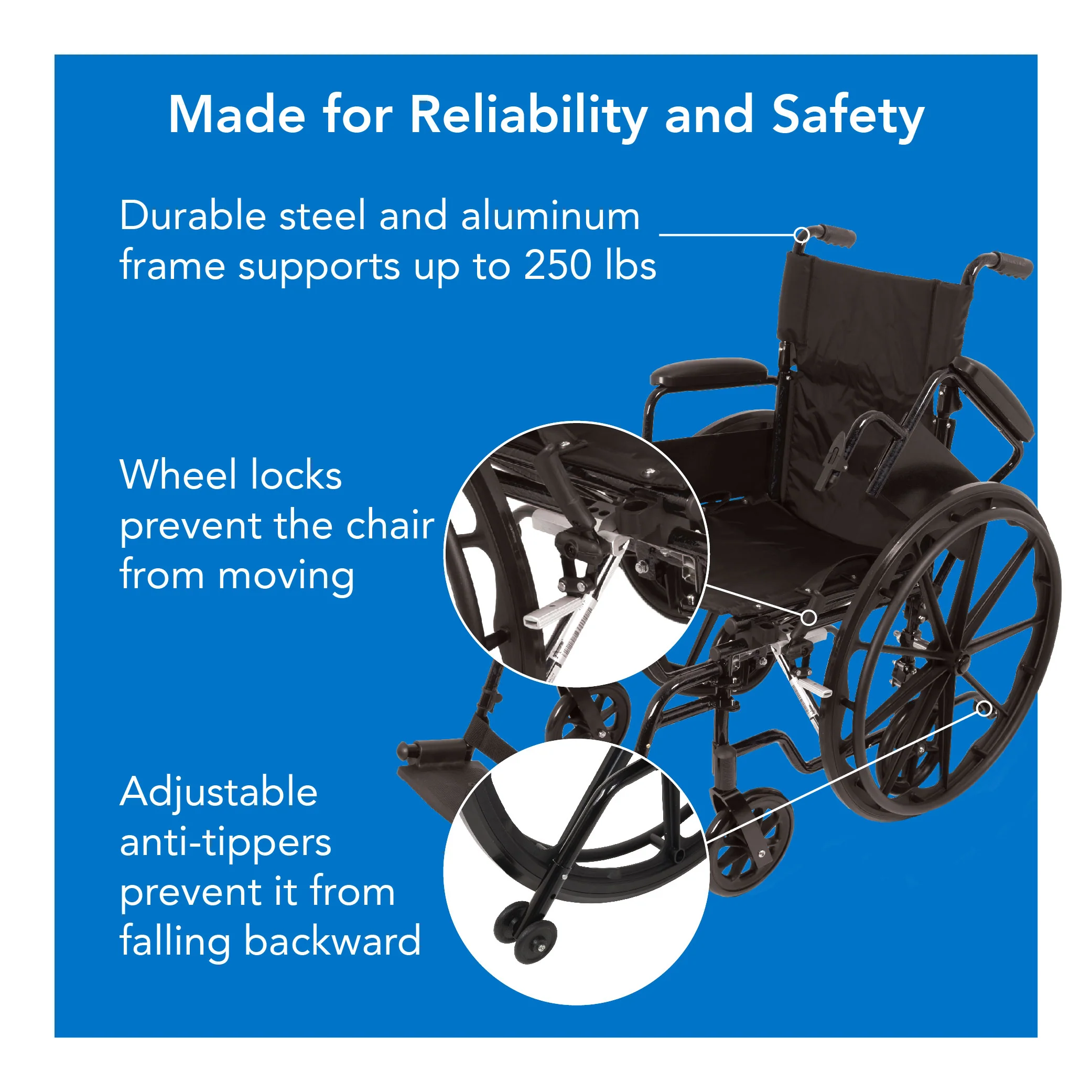 ProBasics K4 Transformer Wheelchair and Transport Chair with Flip-Back Desk Length Arms and Swing-Away Footrests - Image 6