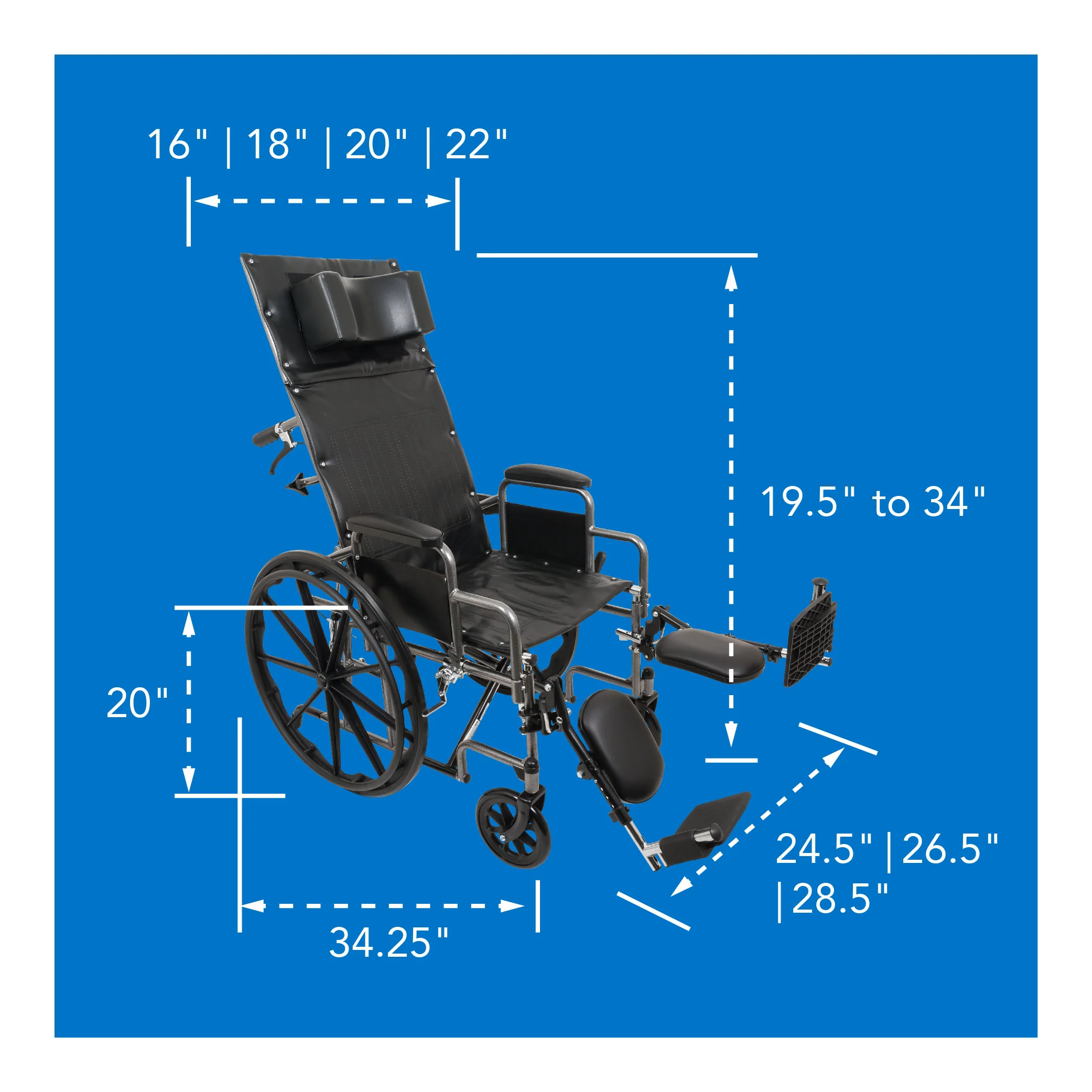 ProBasics Reclining Wheelchair with Removable Arms and Elevating Legrests - Image 10