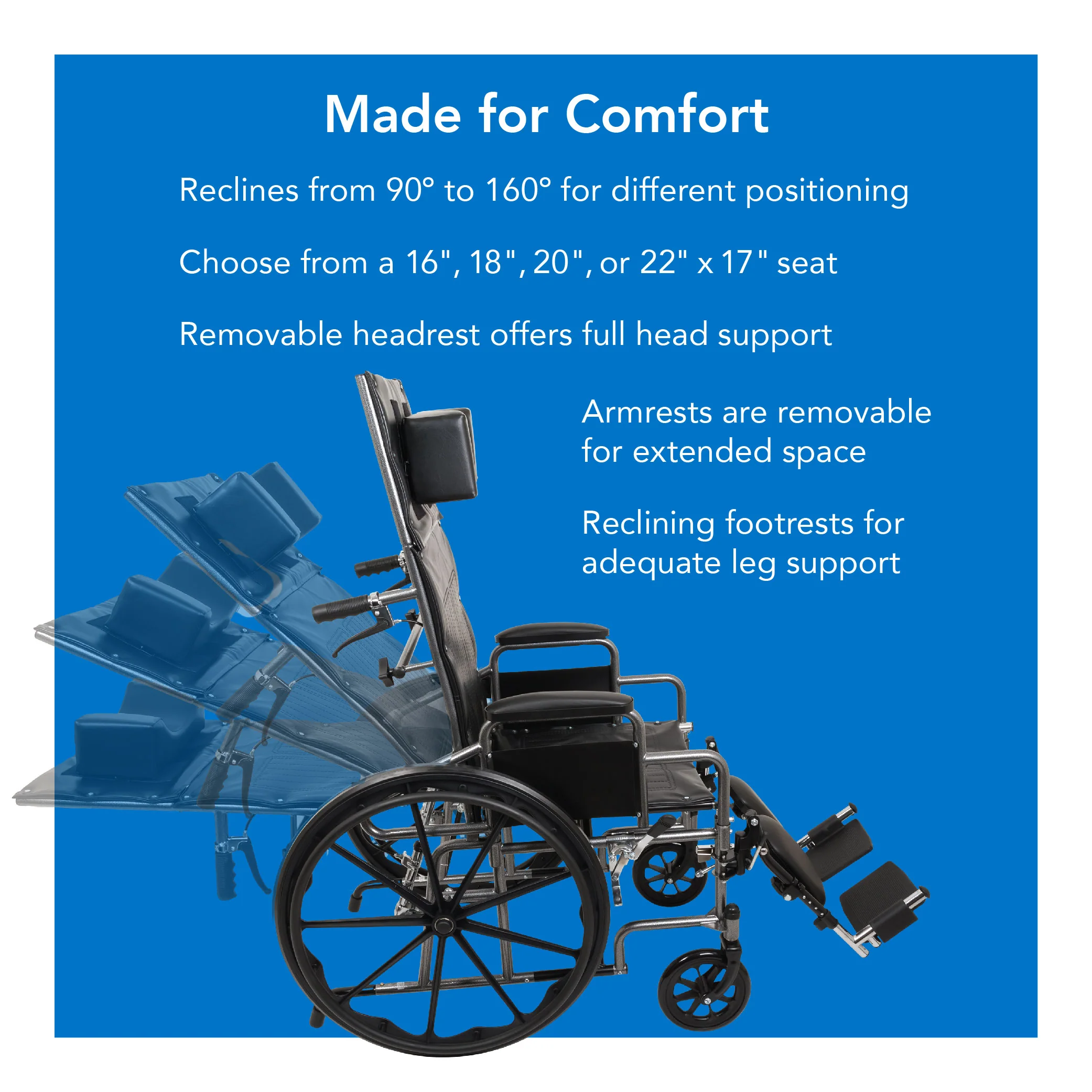 ProBasics Reclining Wheelchair with Removable Arms and Elevating Legrests - Image 3