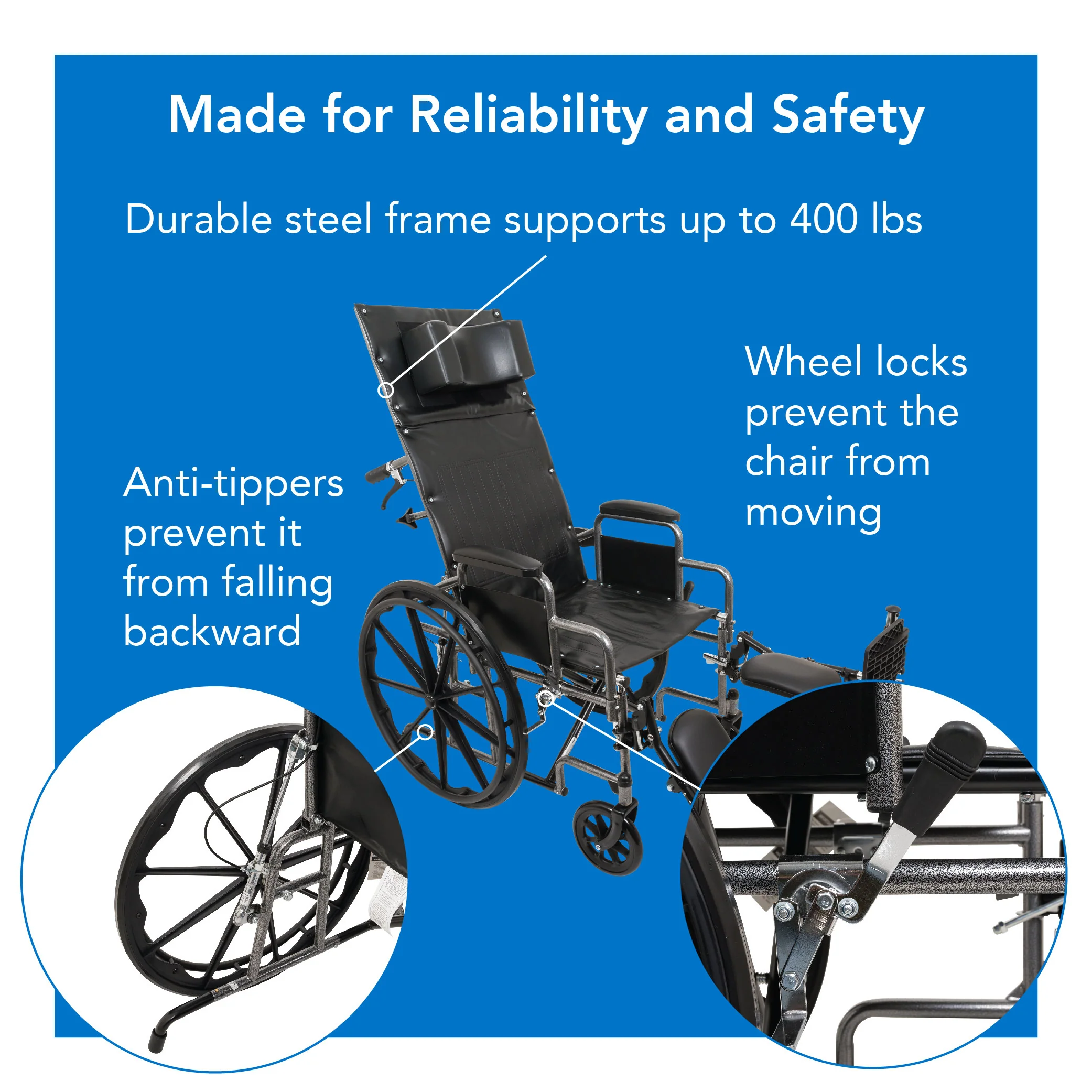 ProBasics Reclining Wheelchair with Removable Arms and Elevating Legrests - Image 6