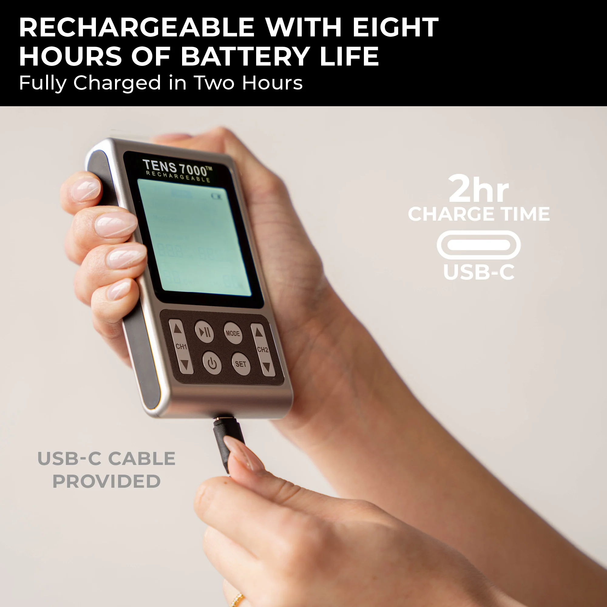 TENS 7000 Elite Rechargeable TENS Unit Muscle Stimulator and Pain Relief Machine - Image 11