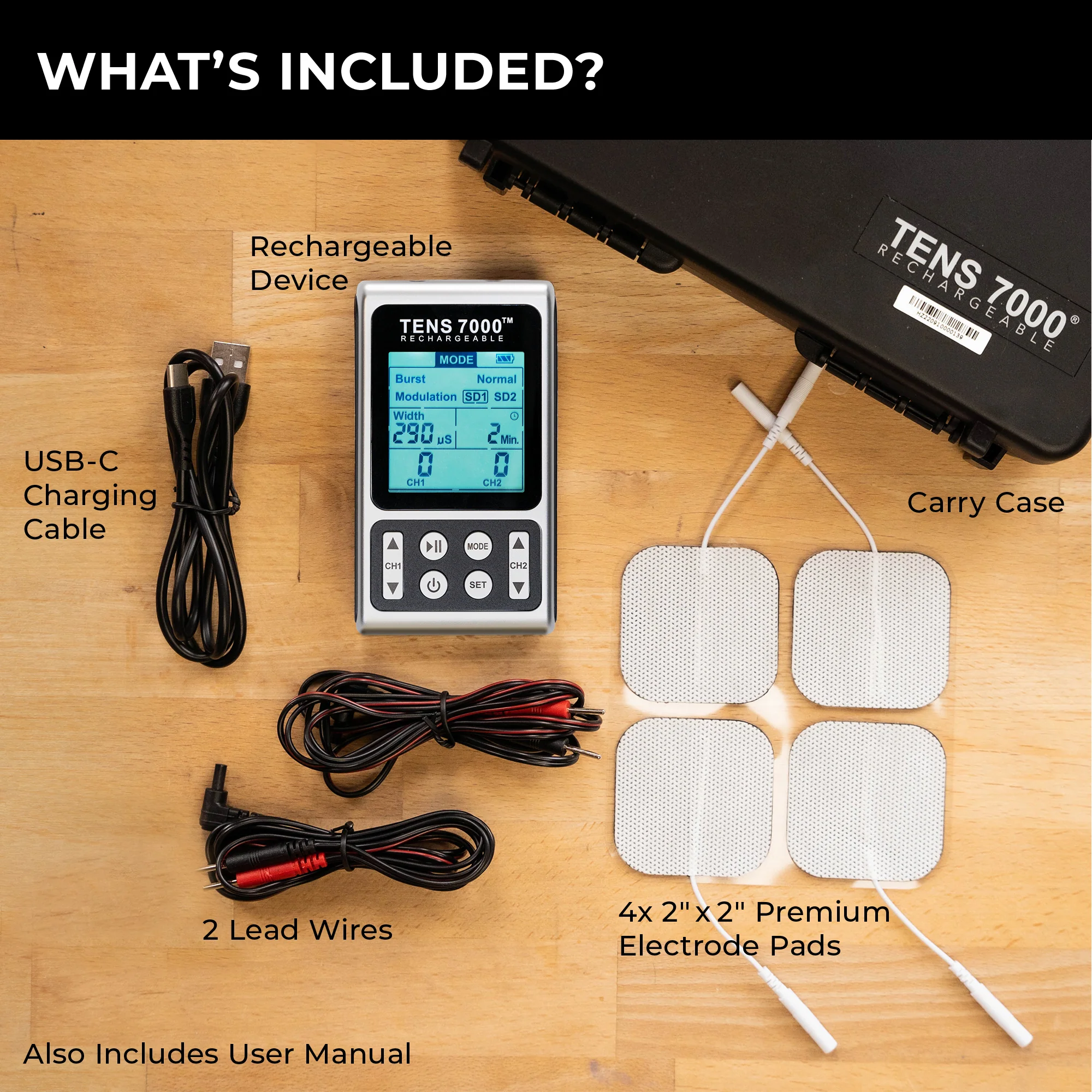 TENS 7000 Elite Rechargeable TENS Unit Muscle Stimulator and Pain Relief Machine - Image 14