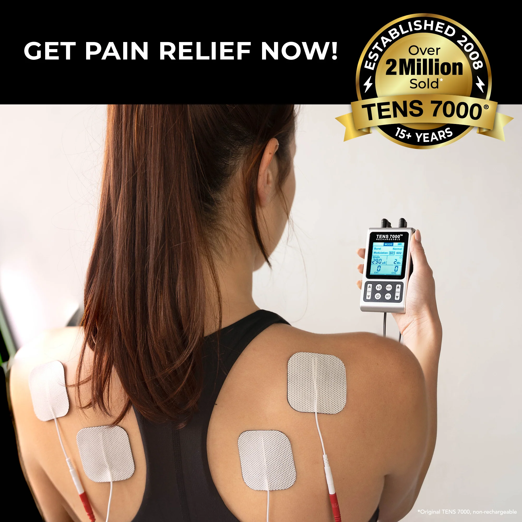 TENS 7000 Elite Rechargeable TENS Unit Muscle Stimulator and Pain Relief Machine - Image 8